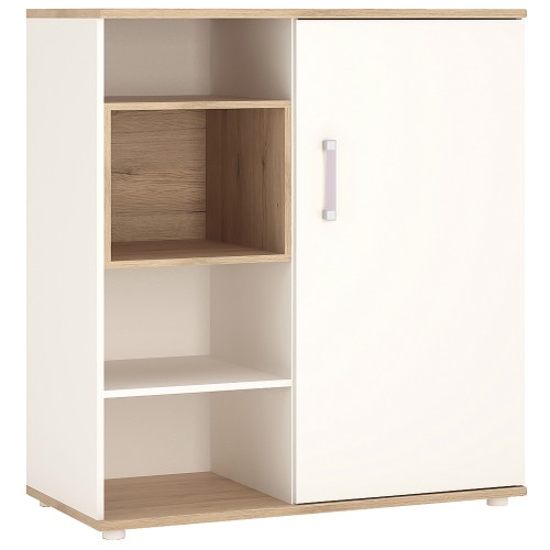 4KIDS Low cabinet with shelves (sliding door) with lilac handles