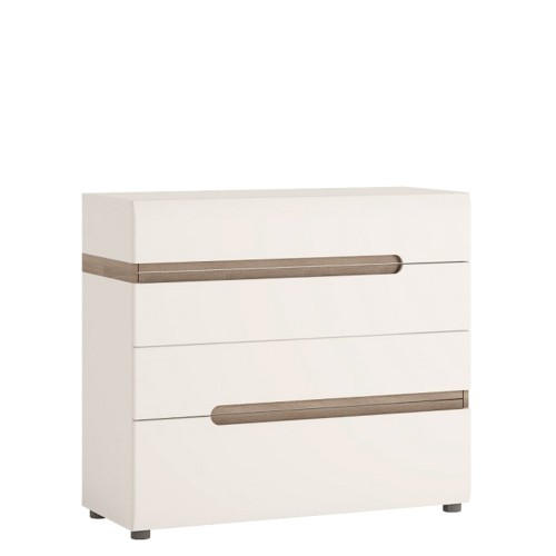 Chelsea Bedroom 4 drawer chest in white with an Truffle Oak Trim