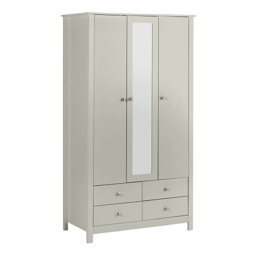 Florence 3 Door 4 Drawer wardrobe with mirror in Soft Grey