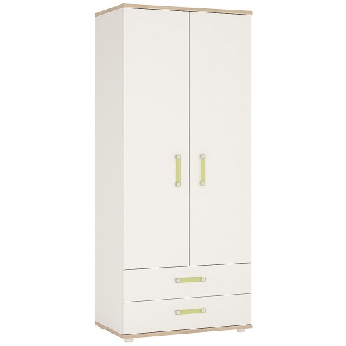 4KIDS 2 door 2 drawer wardrobe with lemon handles