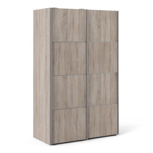 Verona Sliding Wardrobe 120cm in Truffle Oak with Truffle Oak Doors with 2 Shelves