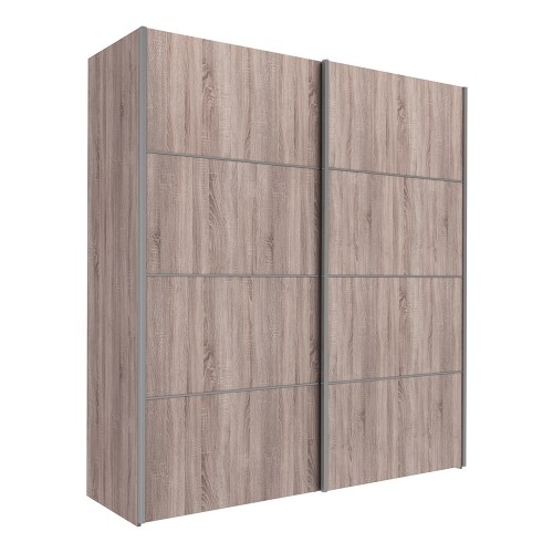 Verona Sliding Wardrobe 180cm in Truffle Oak with Truffle Oak Doors with 2 Shelves
