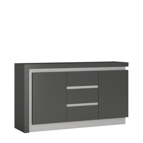 Lyon 2 door 3 drawer sideboard in Platinum/Light Grey Gloss