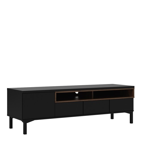 Roomers TV Unit 3 Drawers 1 Door in Black and Walnut