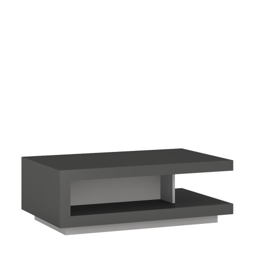 Lyon Designer coffee table in Platinum/Light Grey Gloss