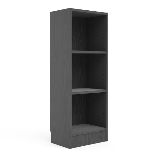 *Basic Low Narrow Bookcase (2 Shelves) in Black Woodgrain