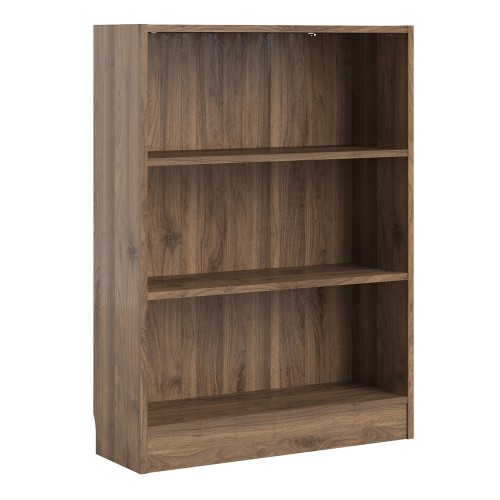 Basic Low Wide Bookcase (2 Shelves) in Walnut