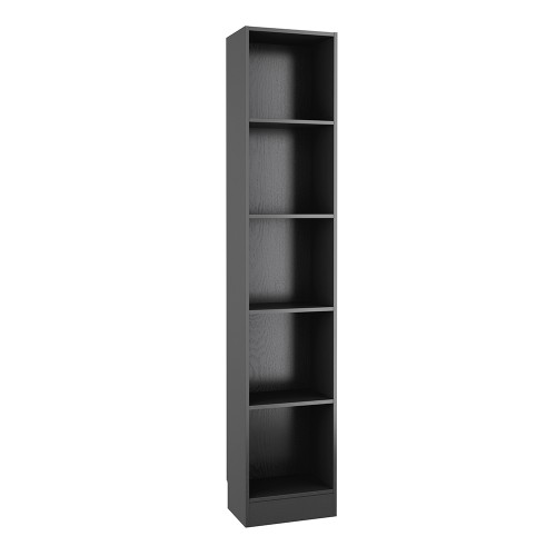 *Basic Tall Narrow Bookcase (4 Shelves) in Black Woodgrain