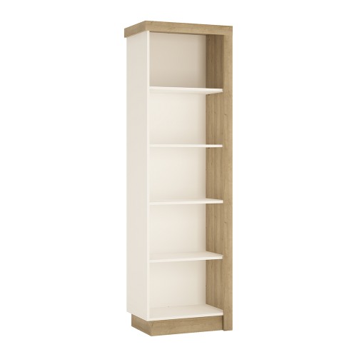 Lyon Bookcase (LH) in Riviera Oak/White High Gloss