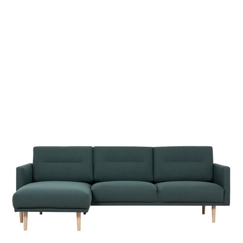 Larvik Chaiselongue Sofa (LH) - Dark Green, Oak Legs