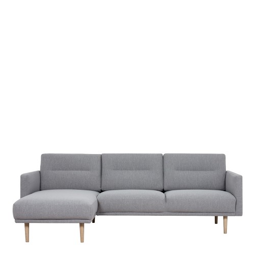 Larvik Chaiselongue Sofa (LH) - Grey, Oak Legs