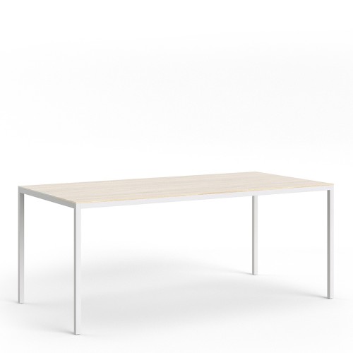 Family Dining Table 180cm Oak Table Top with White Legs