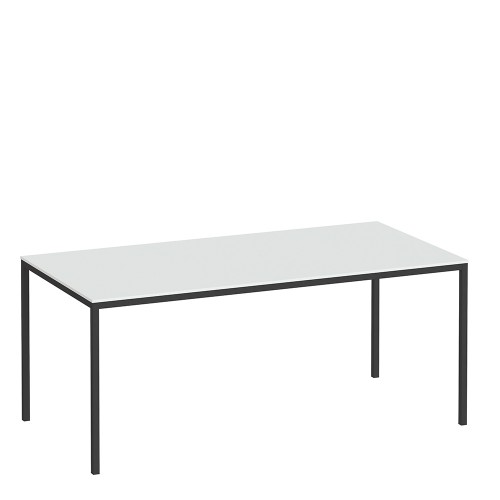 Family Dining Table 180cm White Table Top with Black Legs