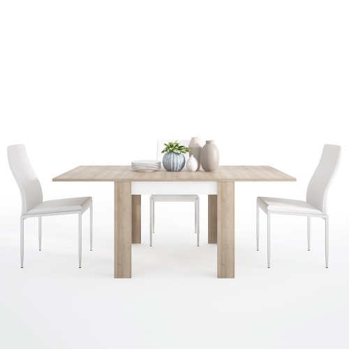 Dining set package Lyon Small extending dining table 90/180cm + 6 Milan High Back Chair White.
