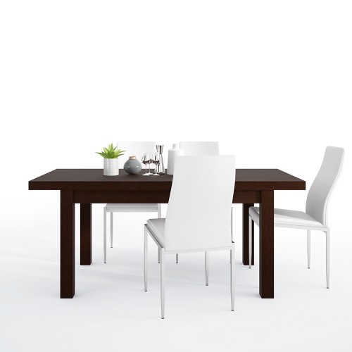 Dining set package Pello Extending Dining Table in Dark Mahogany + 4 Milan High Back Chair White