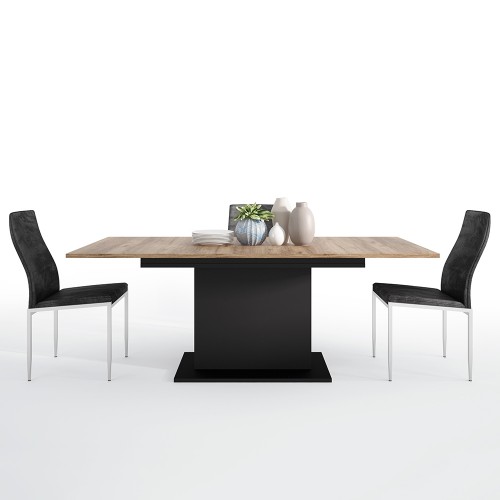 Dining set package Brolo Extending Dining Table + 4 Milan High Back Chair Black.