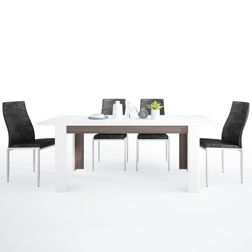 Dining set package Chelsea Living Extending Dining Table + 4 Milan High Back Chair Black