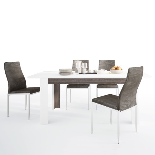 Dining set package Chelsea Living Extending Dining Table + 4 Milan High Back Chair Dark Brown