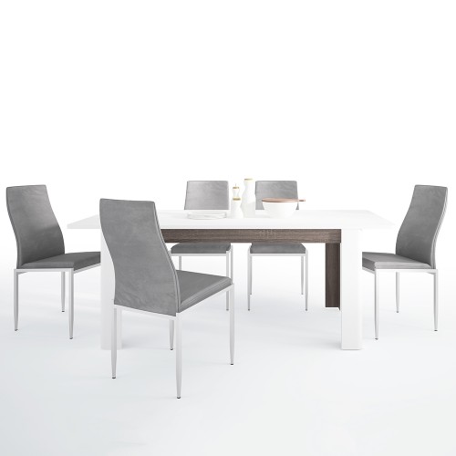 Dining set package Chelsea Living Extending Dining Table + 6 Milan High Back Chair Gray