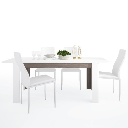 Dining set package Chelsea Living Extending Dining Table + 6 Milan High Back Chair White.