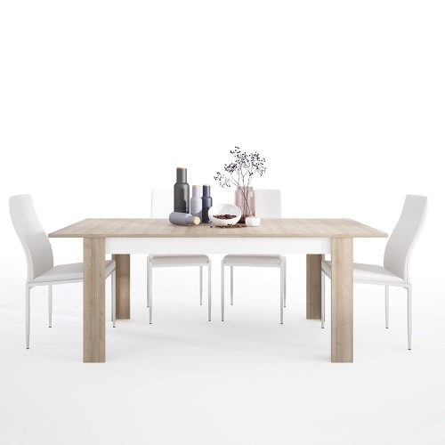 Dining set package Lyon Large extending dining table 160/200 cm + 4 Milan High Back Chair White.