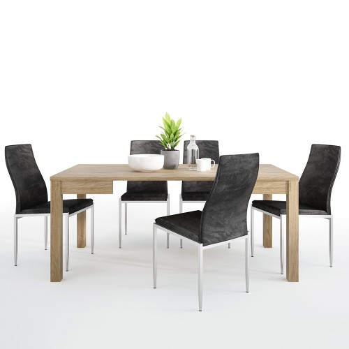 Dining set package Shetland Extending Dining Table + 4 Milan High Back Chair Grey.