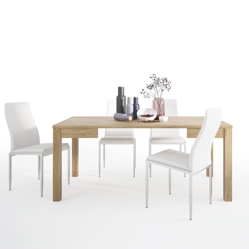 Dining set package Shetland Extending Dining Table + 4 Milan High Back Chair White.