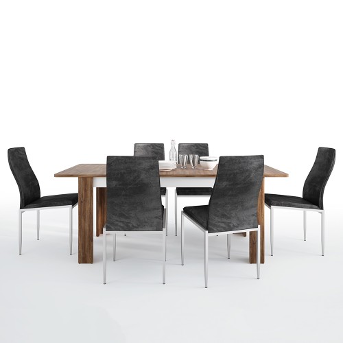 Dining set package Toledo extending dining table + 4 Milan High Back Chair Black.