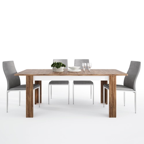 Dining set package Toledo extending dining table + 4 Milan High Back Chair Grey.