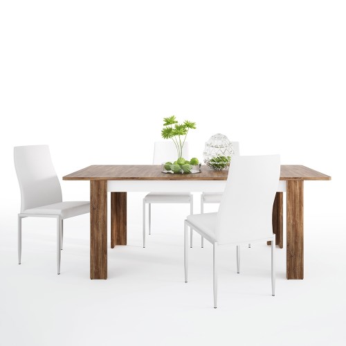 Dining set package Toledo extending dining table + 4 Milan High Back Chair White.
