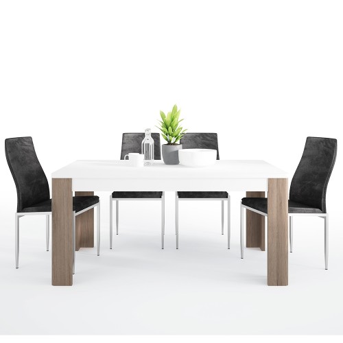 Dining set package Toronto 160 cm Dining Table + 4 Milan High Back Chair Black.