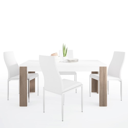 Dining set package Toronto 160 cm Dining Table + 4 Milan High Back Chair White.