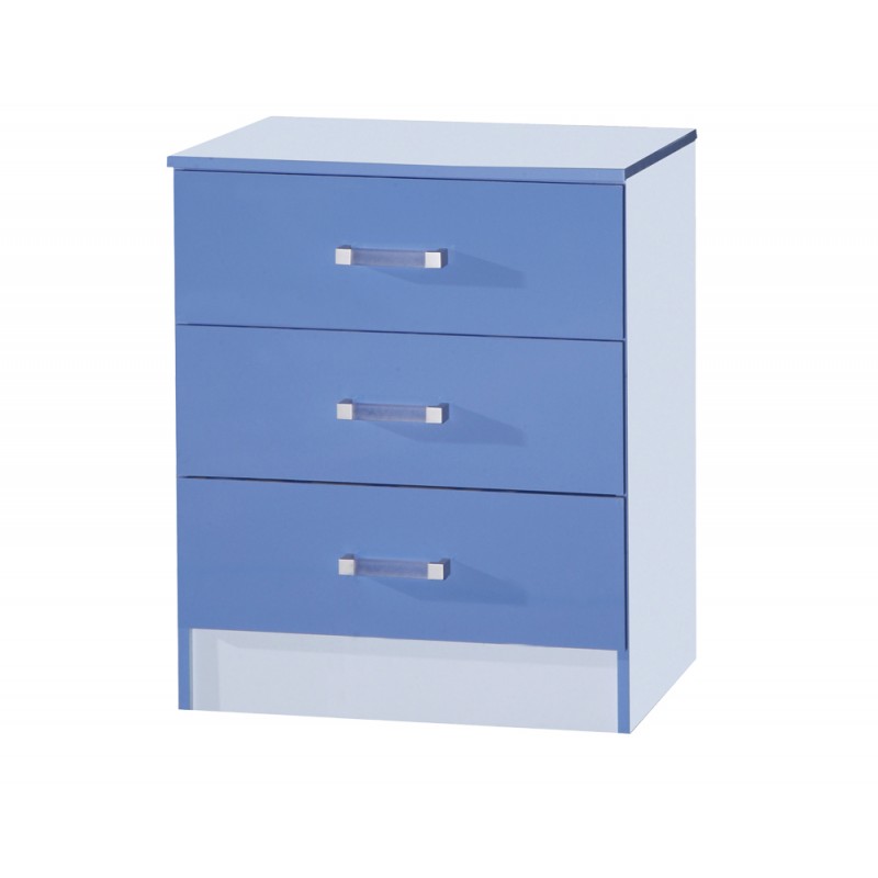 Marina Blue Gloss Two Tone Chest Of 3 Drawer