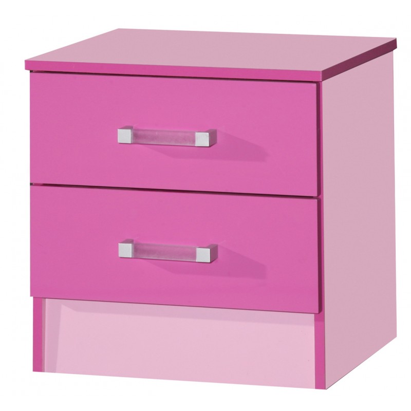 Marina Pink Gloss Two Tone 2 Drawer Bedside