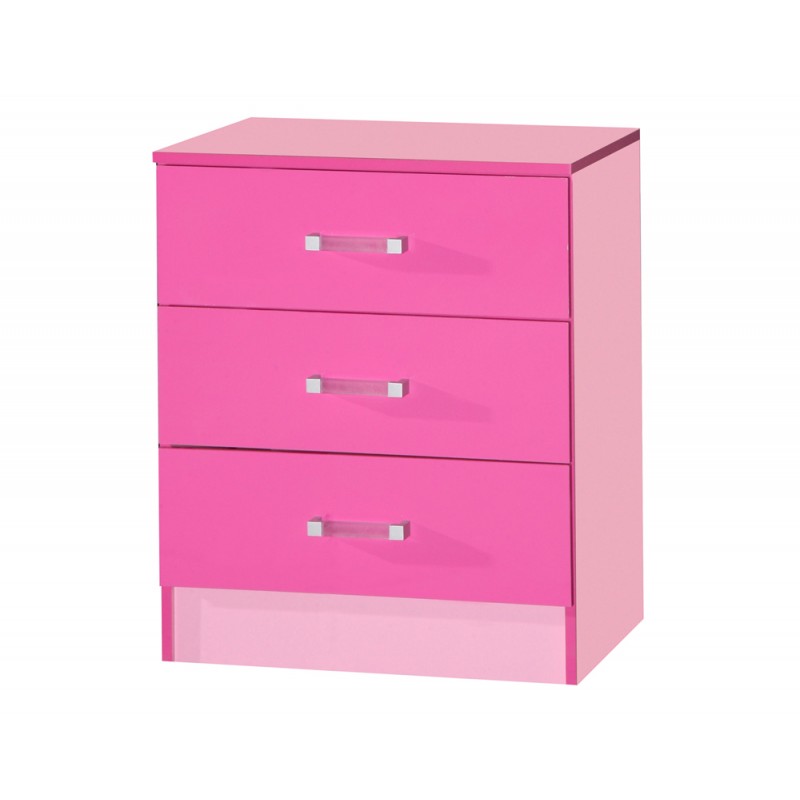 Marina Pink Gloss Two Tone Chest Of 3 Drawer