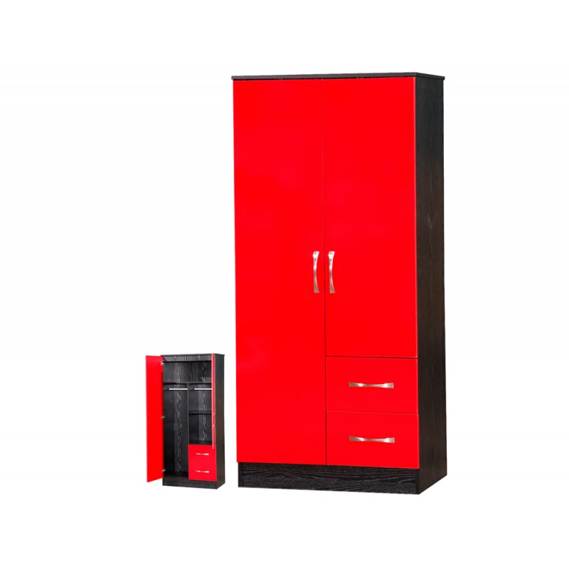 Marina Red Gloss & Black 2 Door Combi Wardrobe
