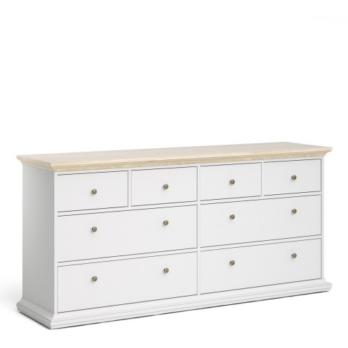 Paris Chest of 8 Drawers in White and Oak