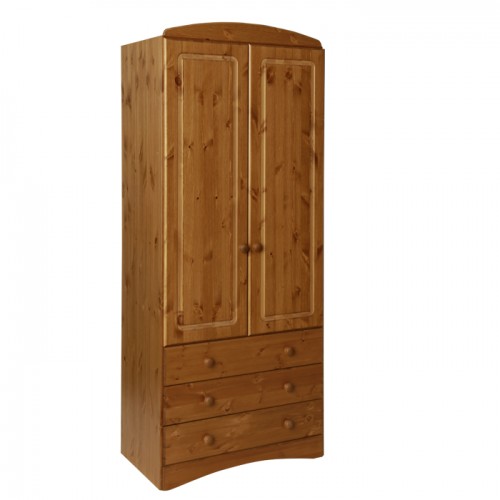 Scandi 2 Door Wardrobe with 3 drawers in Pine