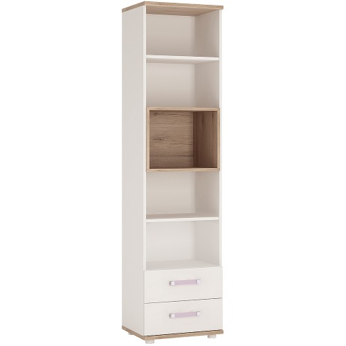 4KIDS Tall 2 drawer bookcase with lilac handles