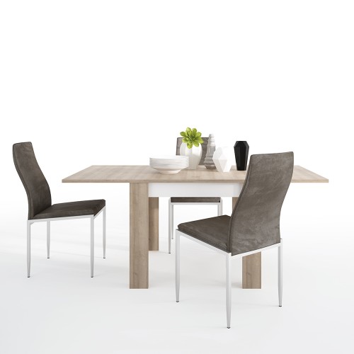 Dining set package Lyon Small extending dining table 90/180cm + 4 Milan High Back Chair Dark Brown.