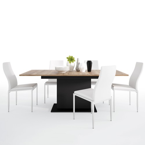 Dining set package Brolo Extending Dining Table + 6 Milan High Back Chair White.