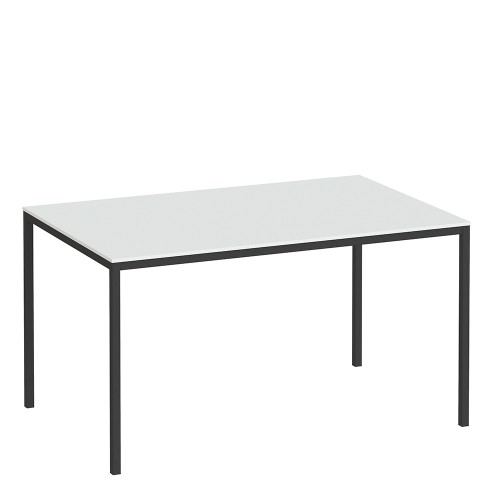 Family Dining Table 140cm White Table Top with Black Legs