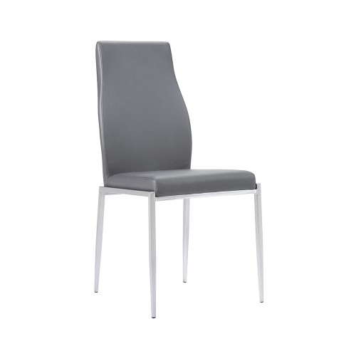 Milan High Back Chair Grey Faux Leather. Set of 2