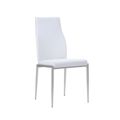 Milan High Back Chair White Faux Leather. Set of 2